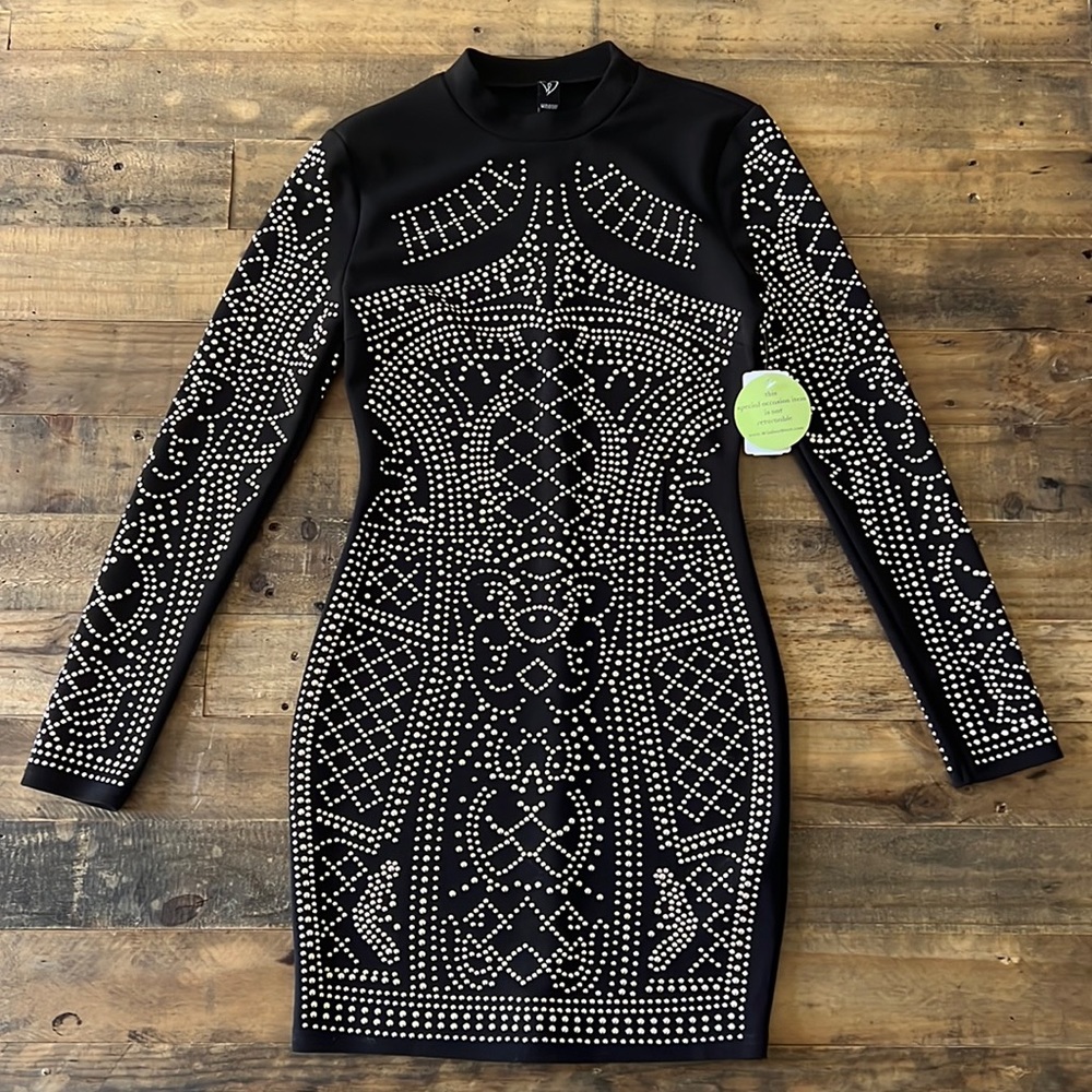 Studded Black Mini Dress